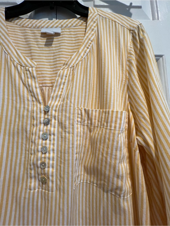 J. Jill Tops - J. Jill Yellow and White Striped Button-Front Blouse